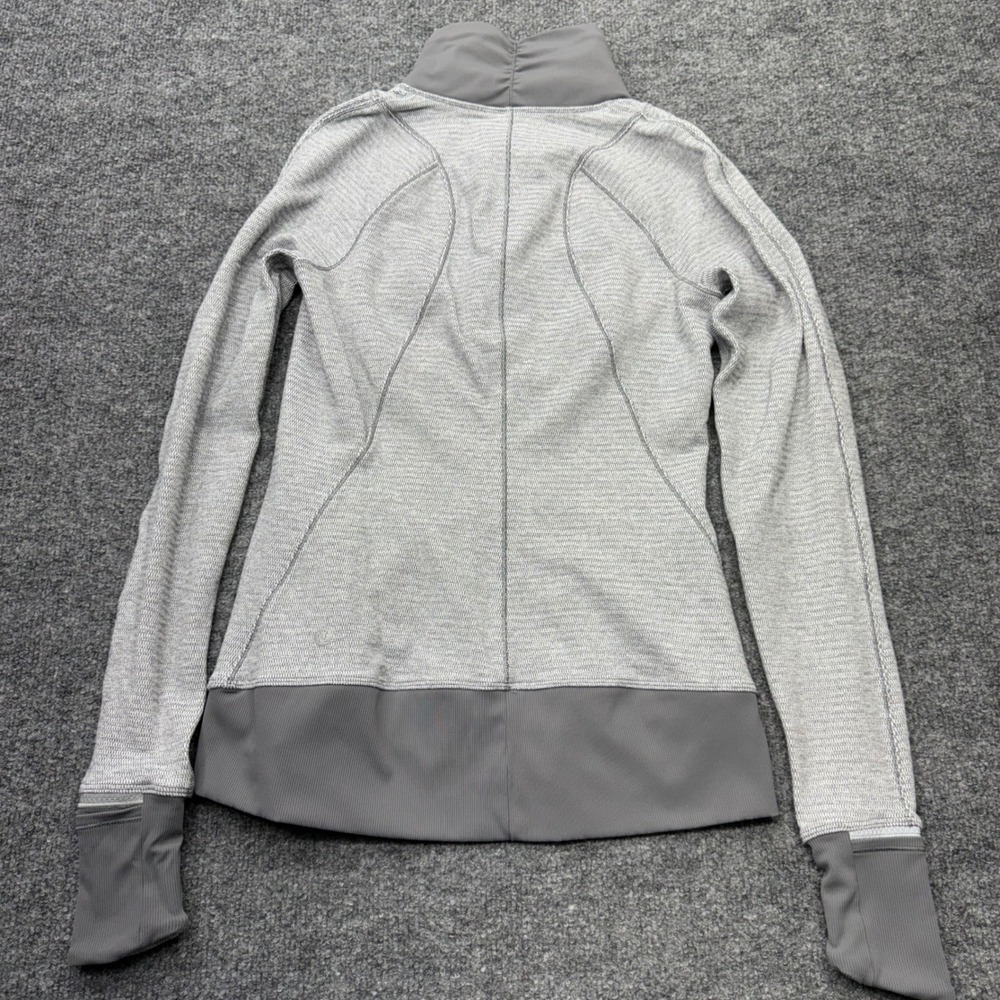 Lululemon Grey Space Dye Quarter Zip Pullover Thumbhole Active Top Size 6 - Picture 8 of 9